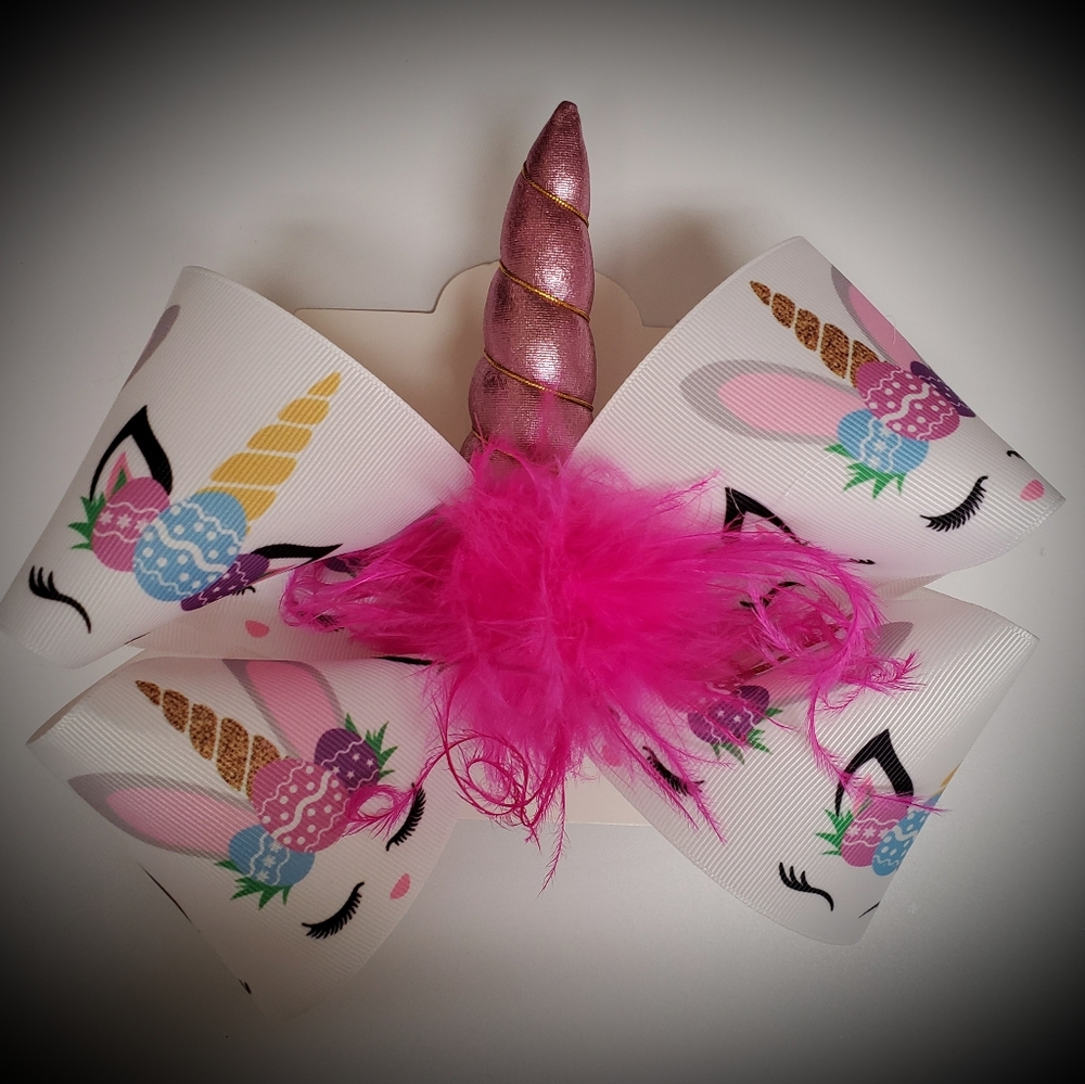 Hair Bow Unicorn Easter